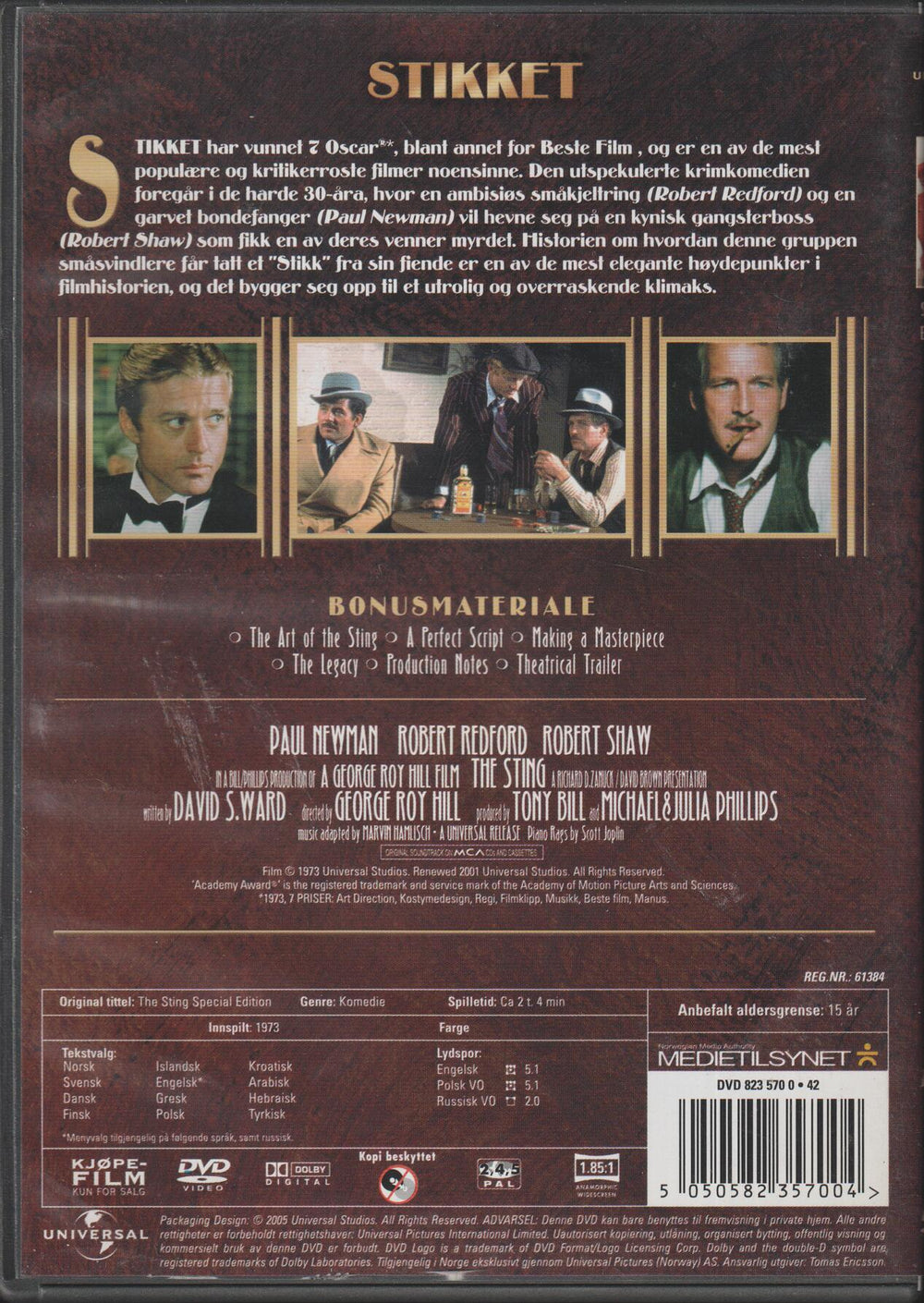 Stikket (The Sting). 1973. DVD.