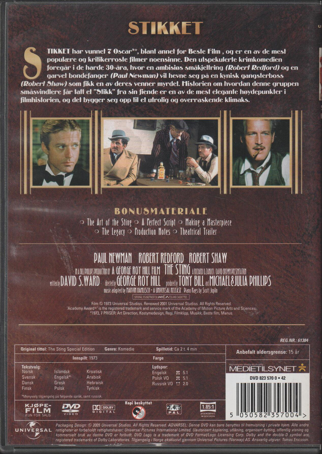 Stikket (The Sting). 1973. DVD.