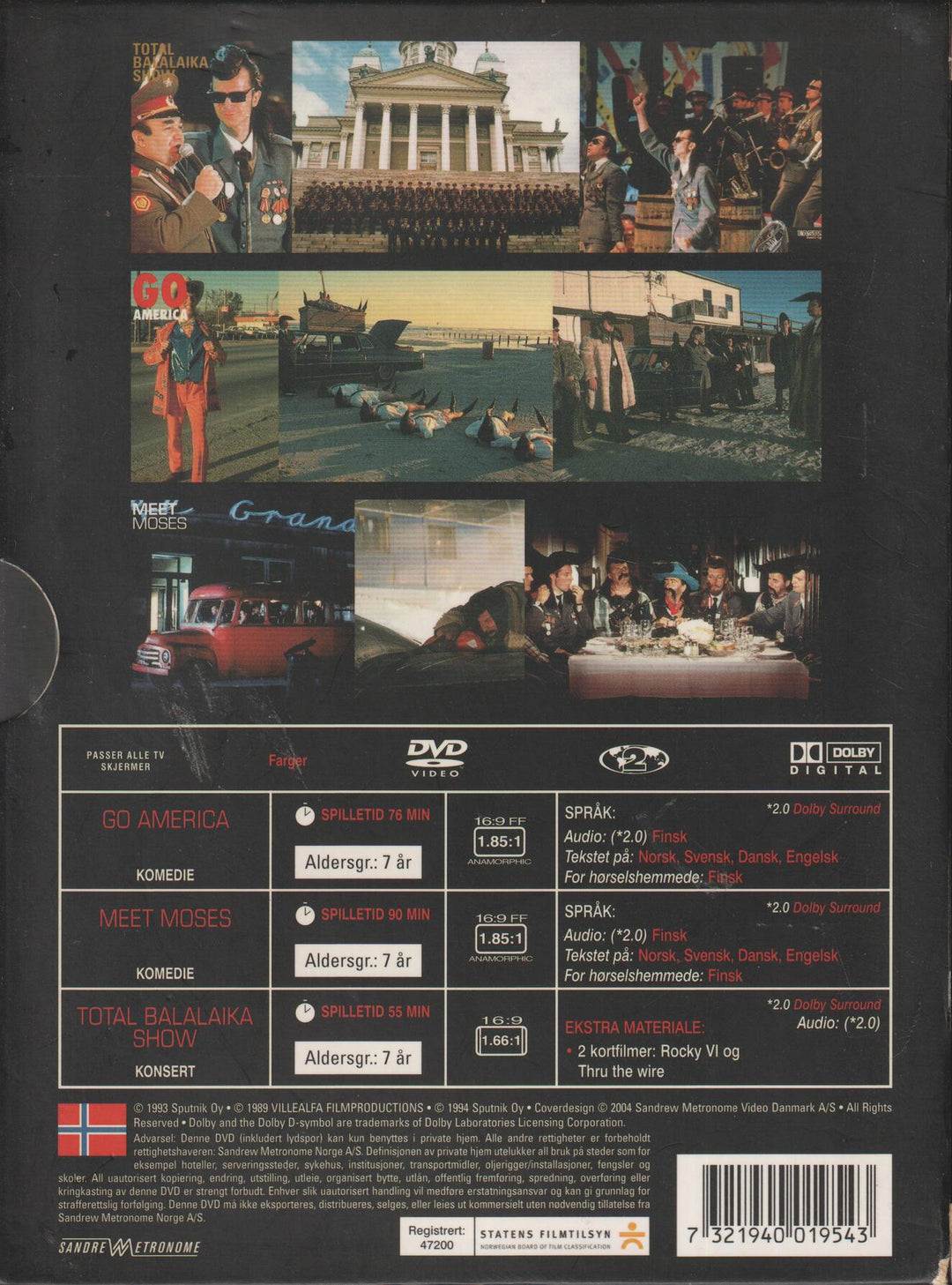 Leningrad Cowboys (Tre filmer) (1989-1994). DVD.