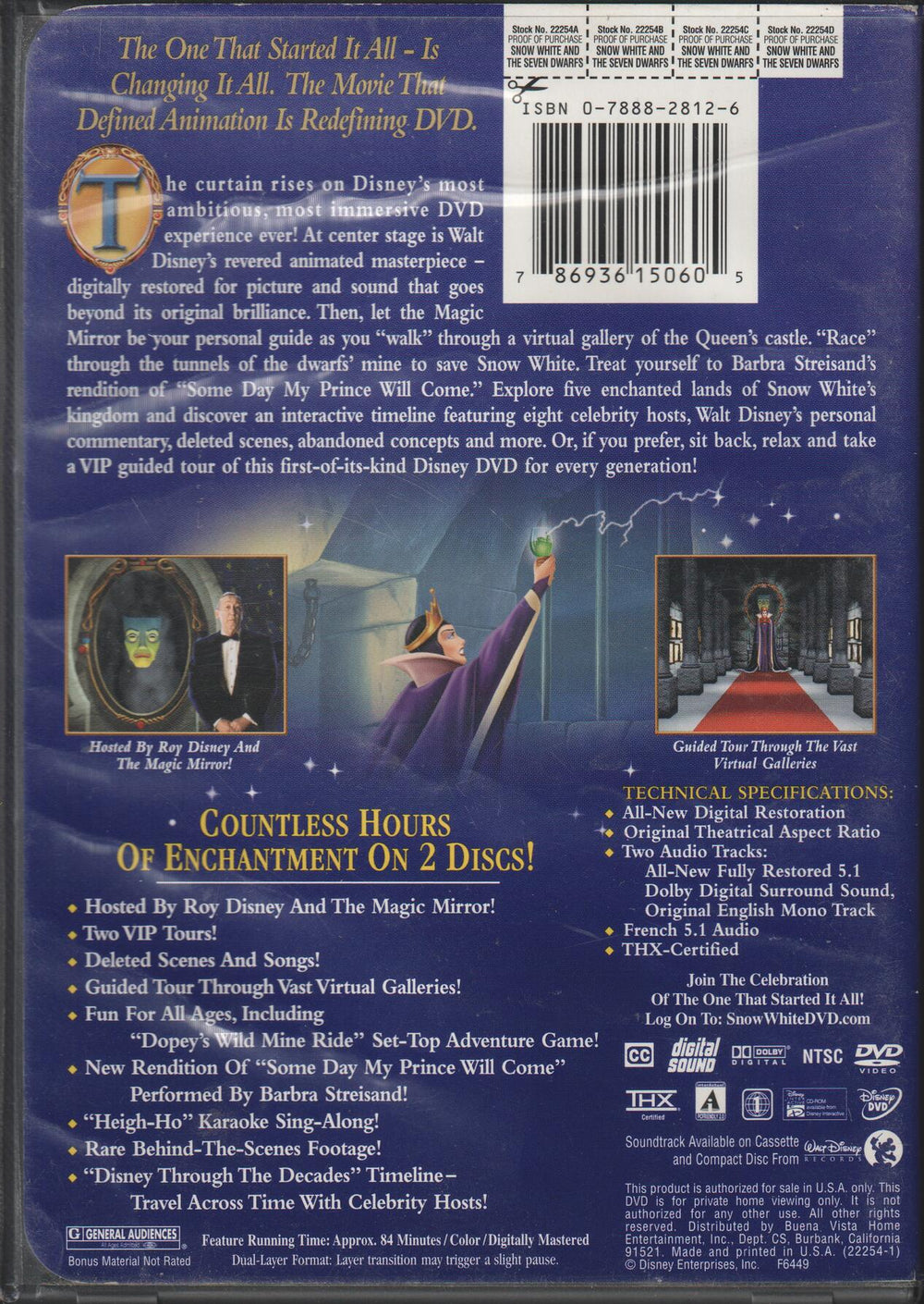 Snehvit og de syv dvergene (1937/2001). DVD.