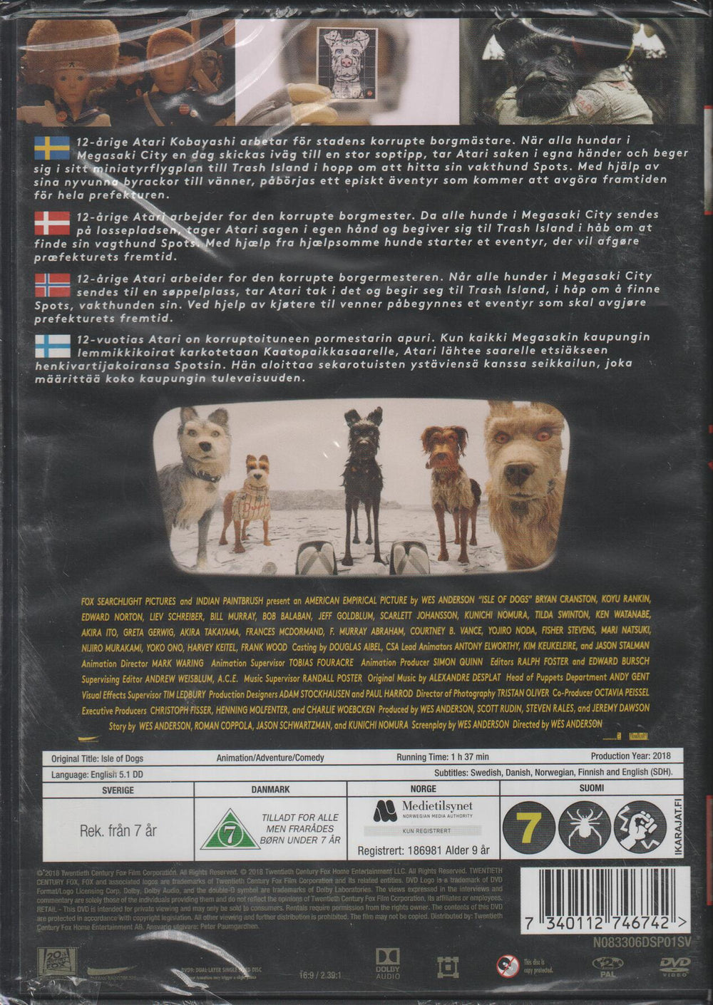Isle of Dogs. DVD. Ny i plast!