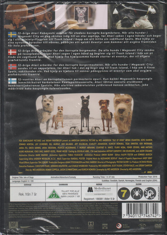 Isle of Dogs. DVD. Ny i plast!