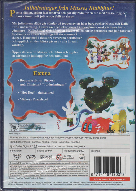 Musse Räddar Jultomten (Musses Klubbhus). DVD. Ny i plast!