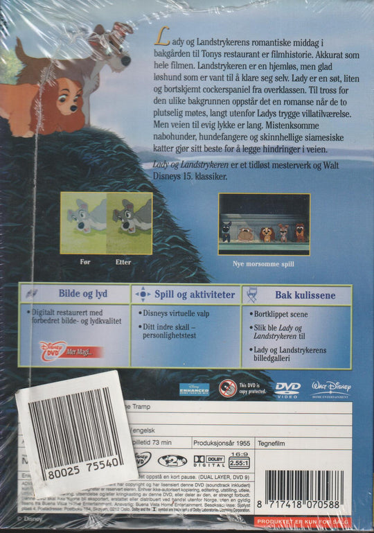Lady og Landstrykeren (1955). DVD slipcase. Ny i plast!