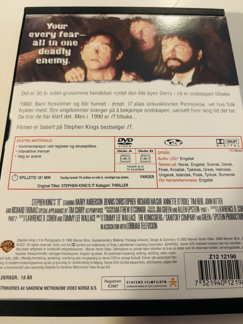 Stephen King's IT (1990). DVD snapcase.
