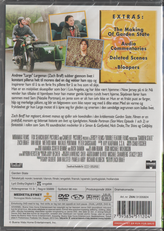 Garden State. 2004. DVD. Ny i plast!