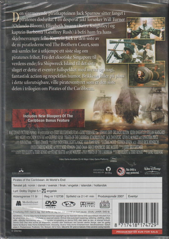 Pirates of the Caribbean: At World's End (2007). DVD. Ny i plast!