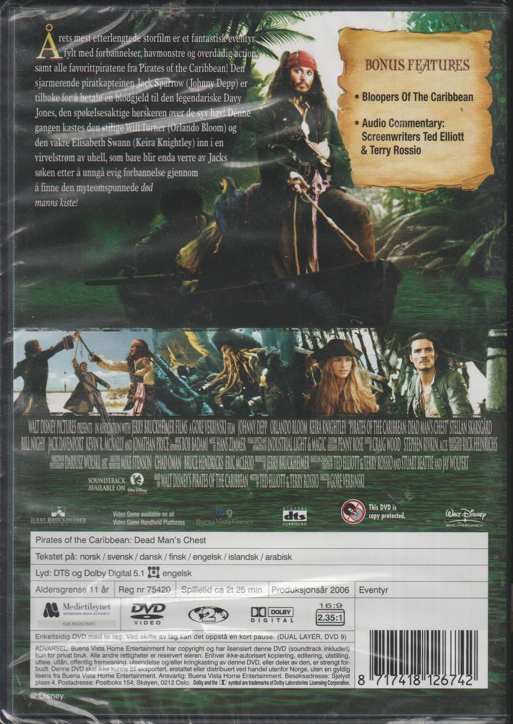 Pirates of the Caribbean: Dead Man's Chest (2006). DVD. Ny i plast!
