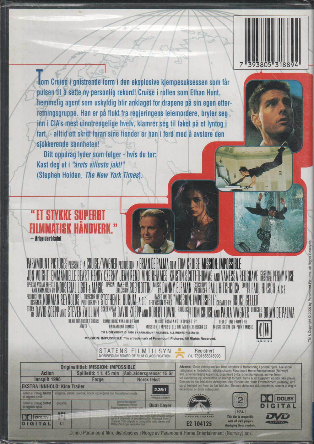 Mission: Impossible. 1996. DVD. Ny i plast!