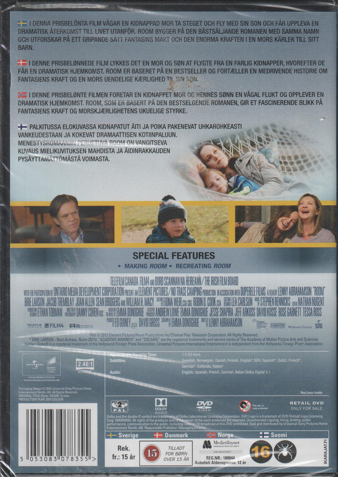 Room. 2015. DVD. Ny i plast!
