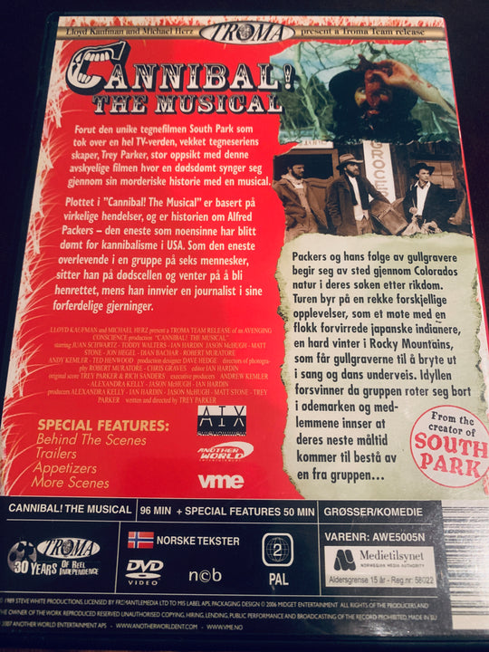 Cannibal! The Musical (1993). DVD.