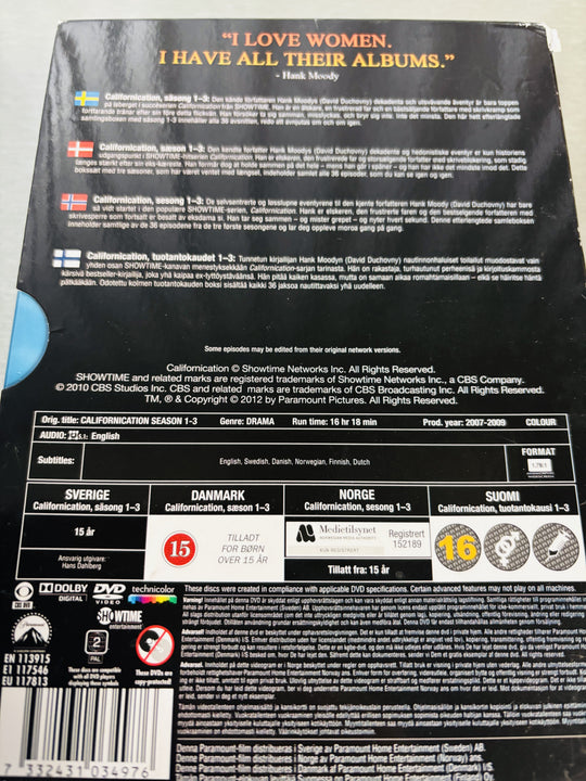 Californication - Seasons 1-3 Boxset / 2010. DVD samleboks.