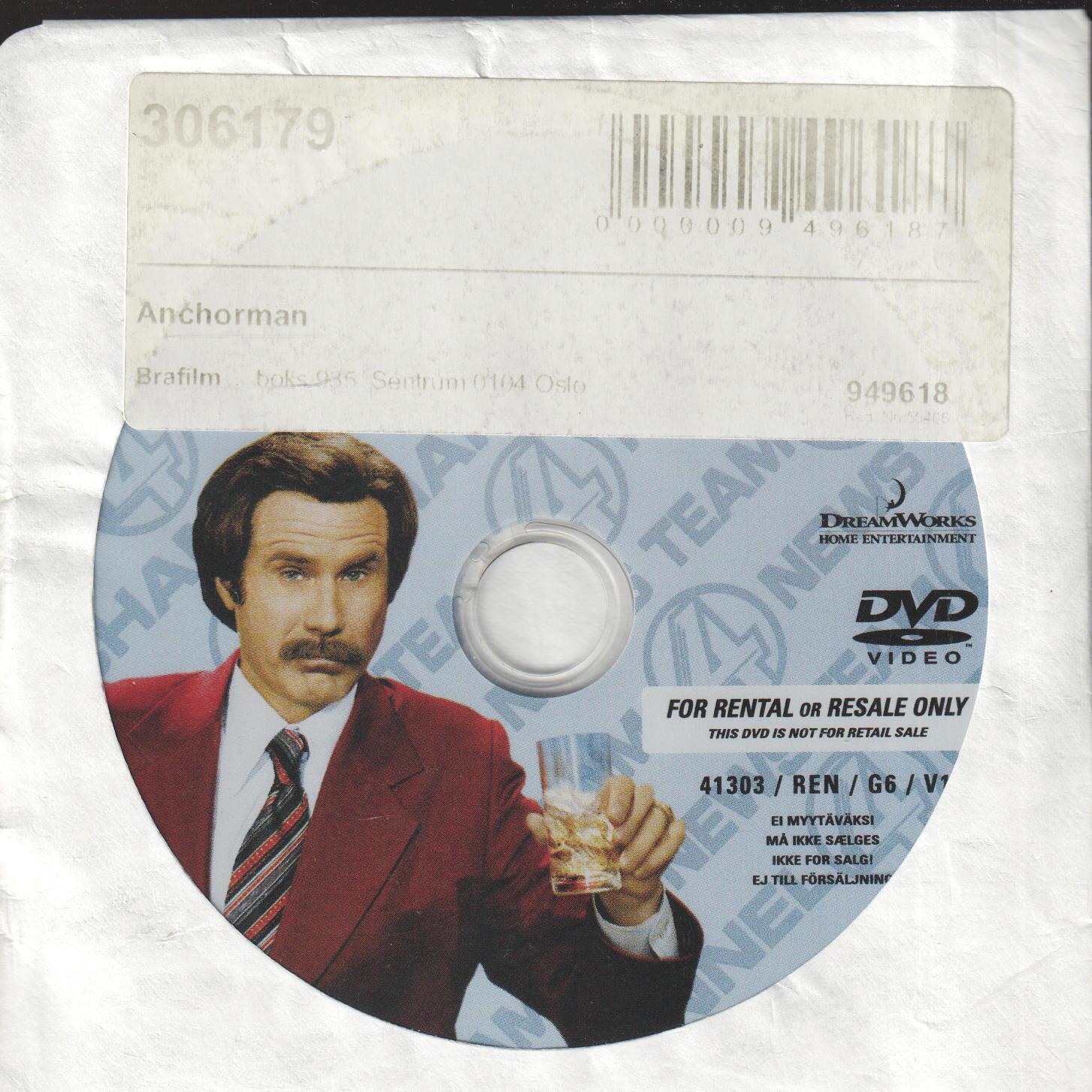 Anchorman: The Legend of Ron Burgundy (2004). DVD.