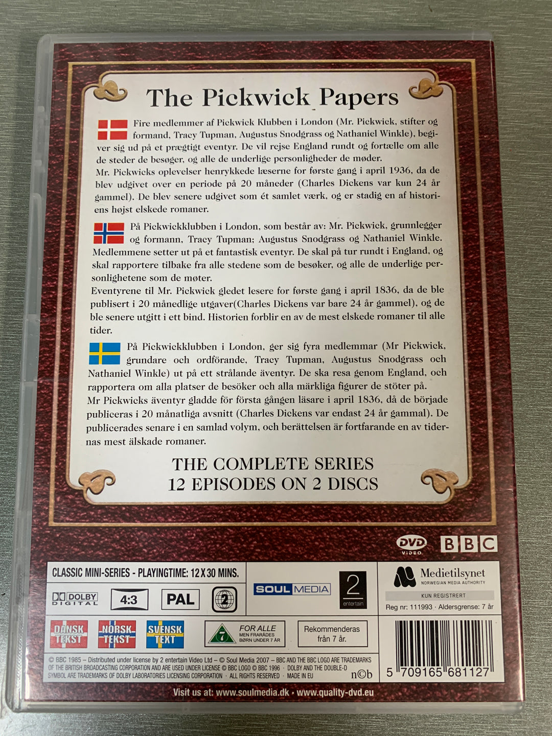 The Pickwick Papers. DVD. Ny i plast!