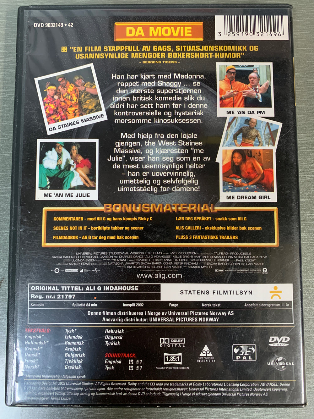 Ali G Indahouse: The Movie (2002). DVD.