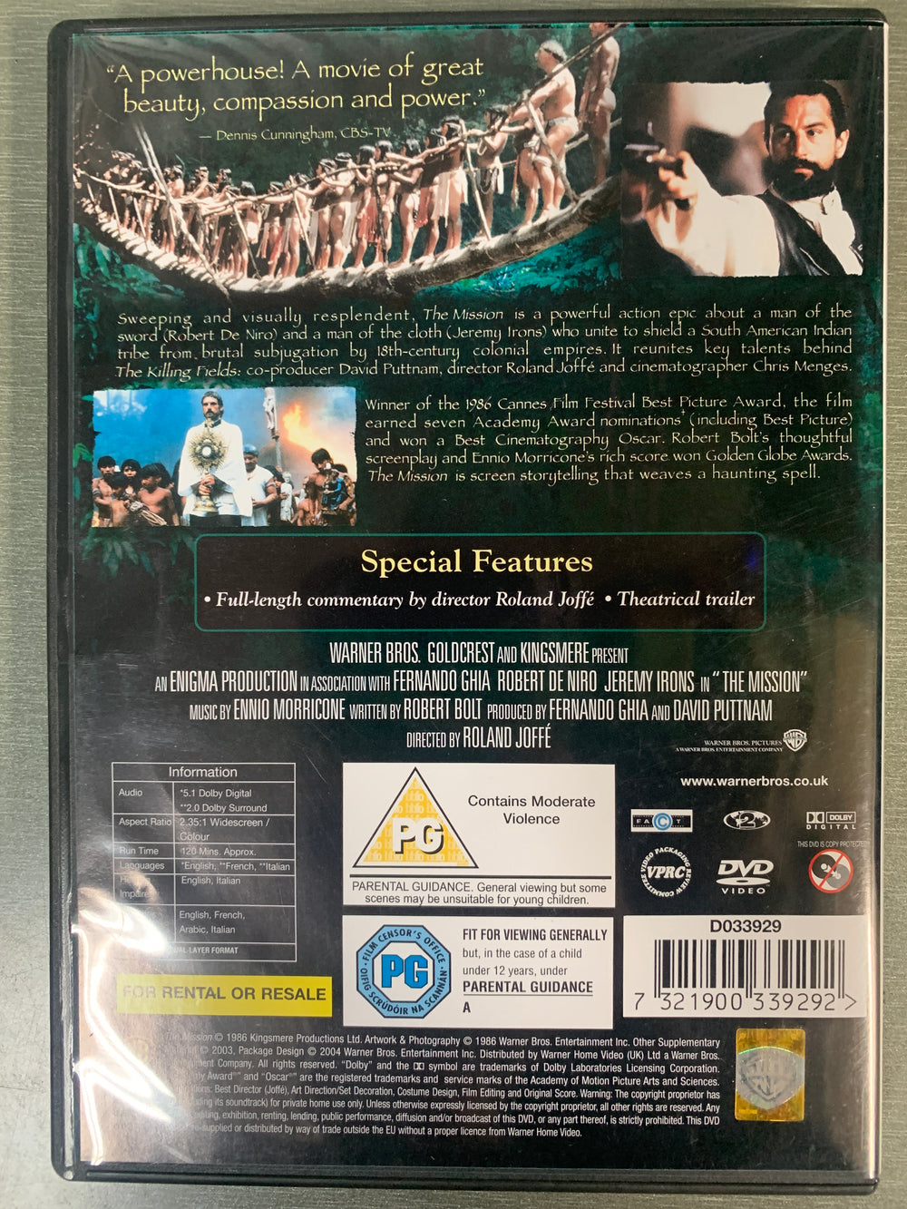 The Mission (1986). DVD.