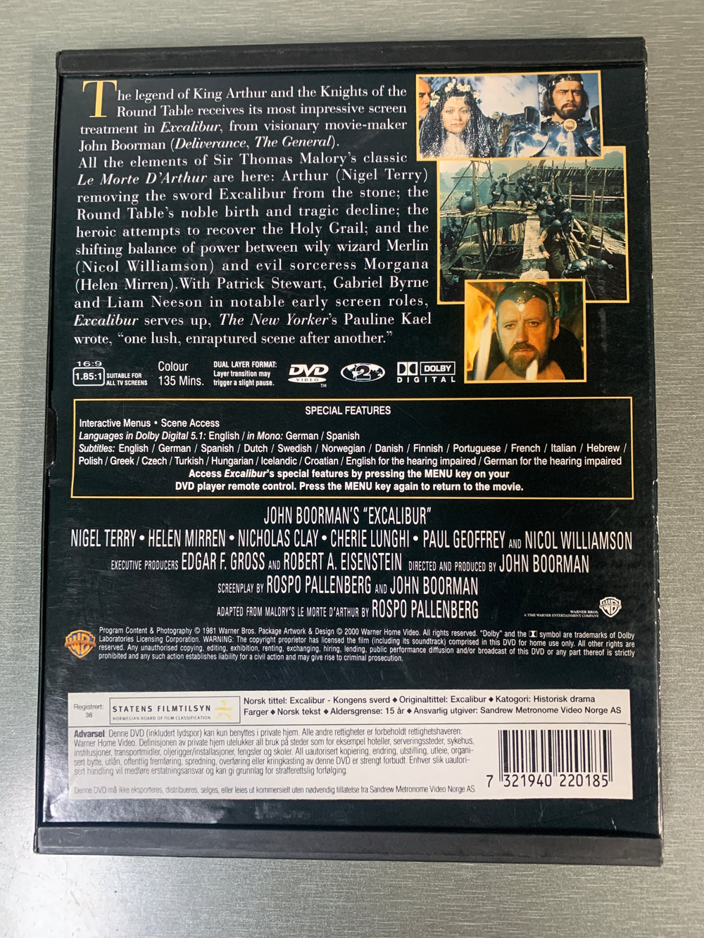 Excalibur (1981). DVD snapcase.