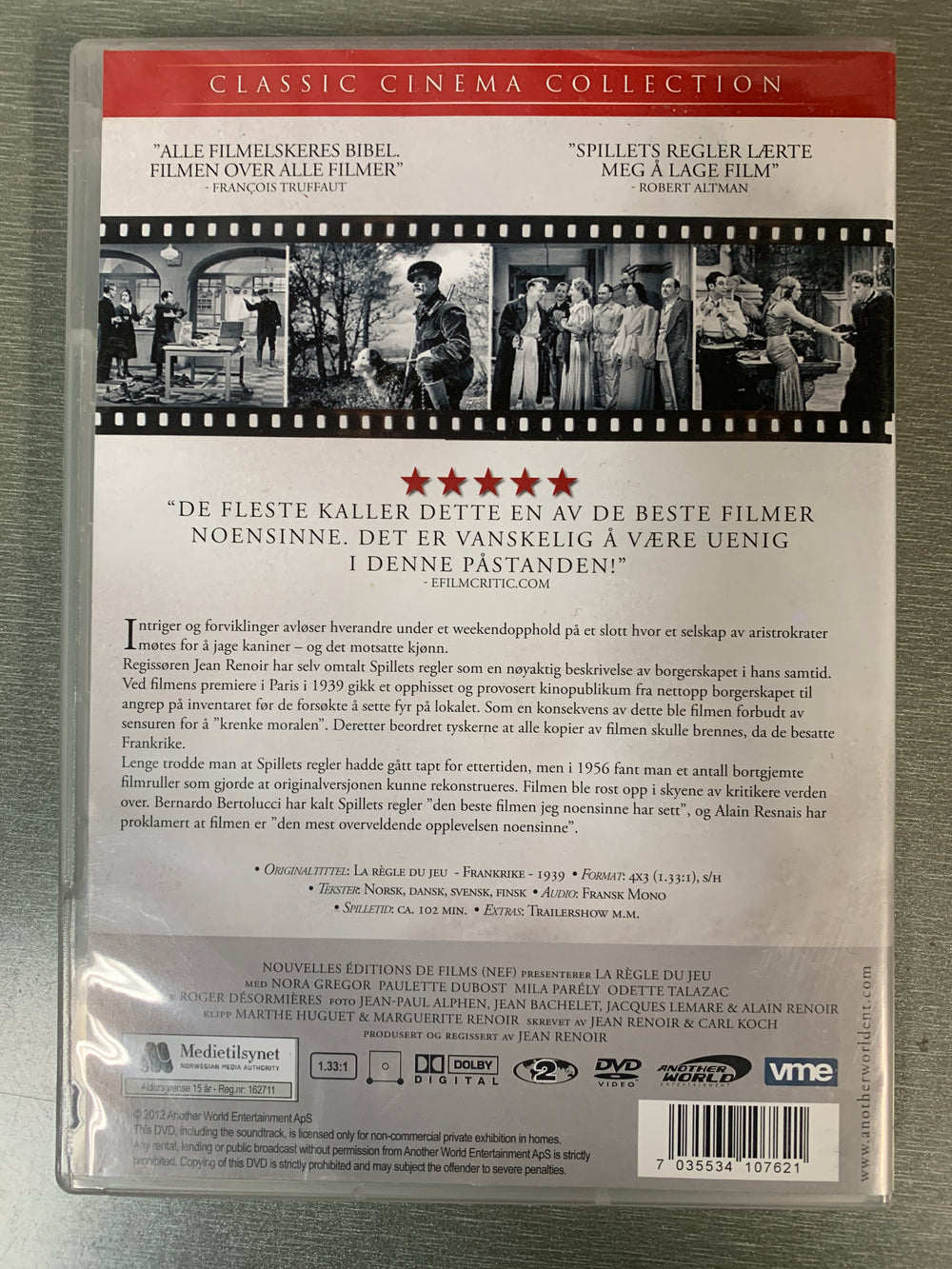 Spillets Regler / La Règle du Jeu (1939). DVD.