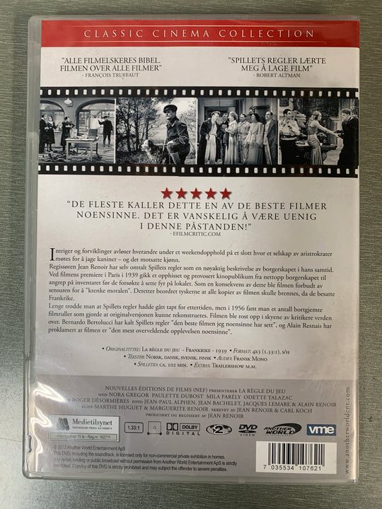 Spillets Regler / La Règle du Jeu (1939). DVD.