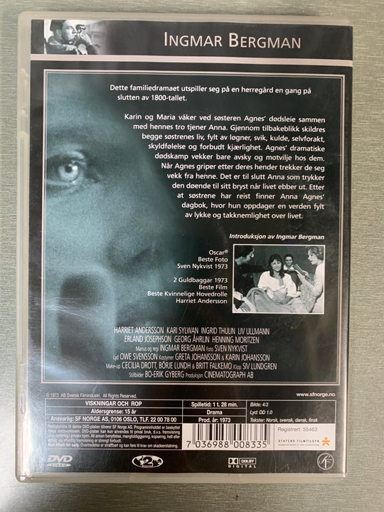 Hviskninger og rop. DVD.