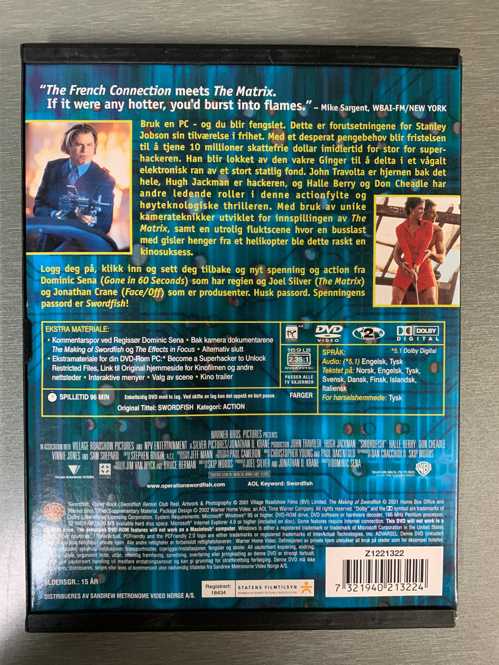 Swordfish. DVD snapcase.