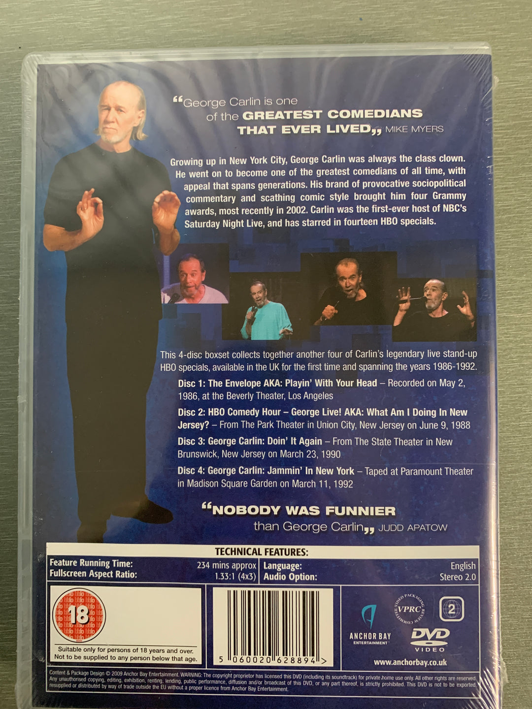 George Carlin Live: The Very Best Of 1986-1992 (2007). DVD.