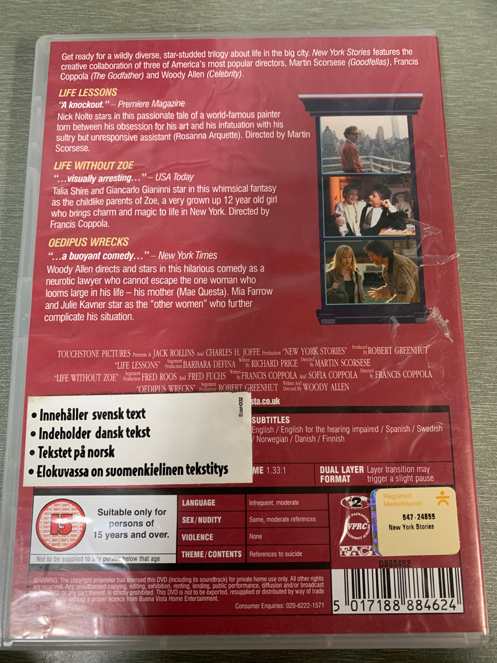 New York Stories (1989). DVD.