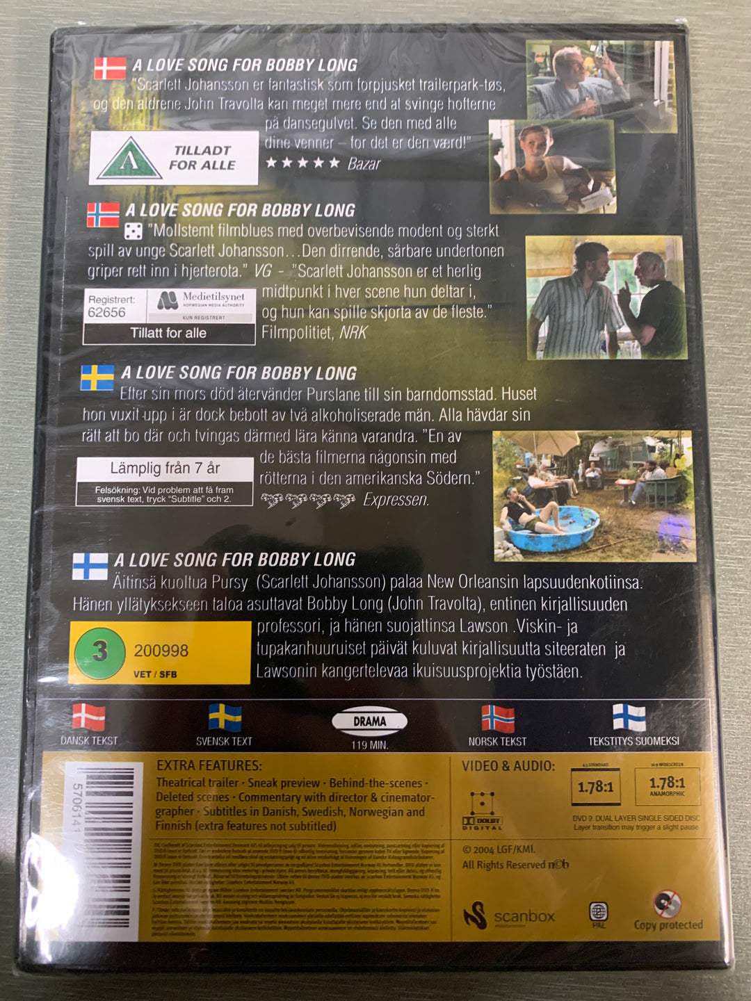 A Love Song for Bobby Long. 2004. DVD. Ny i plast!