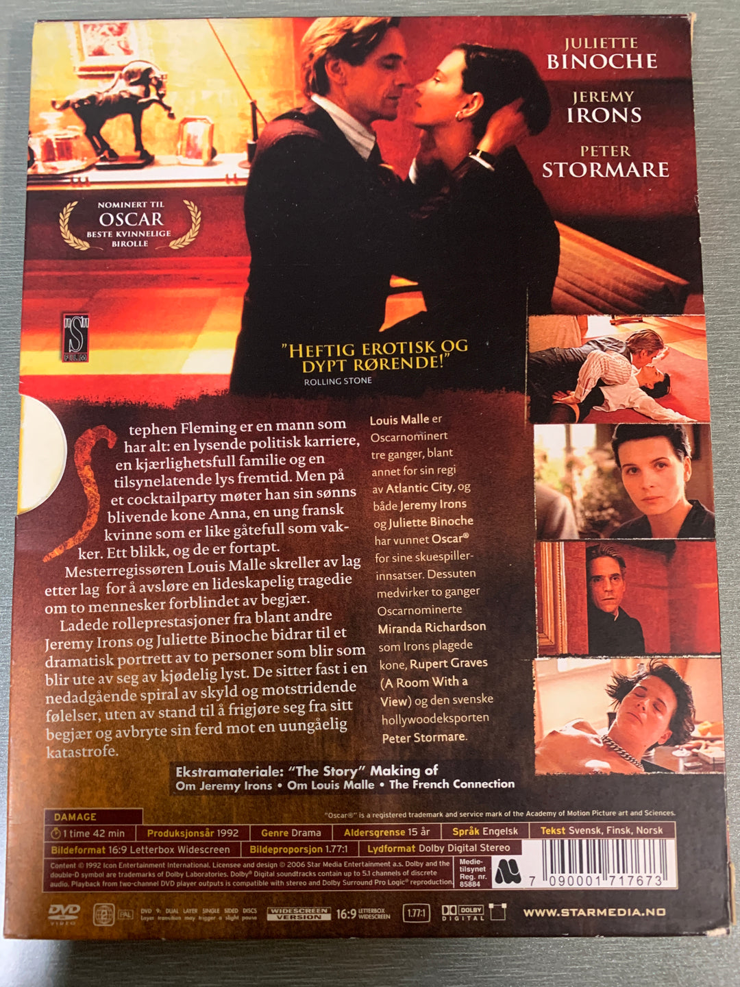 Damage (1992). DVD.