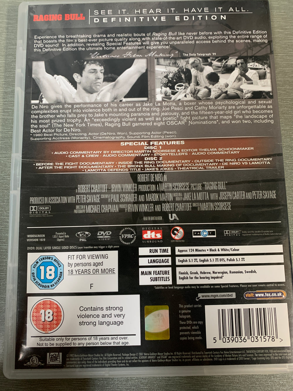 Raging Bull (1980). DVD.