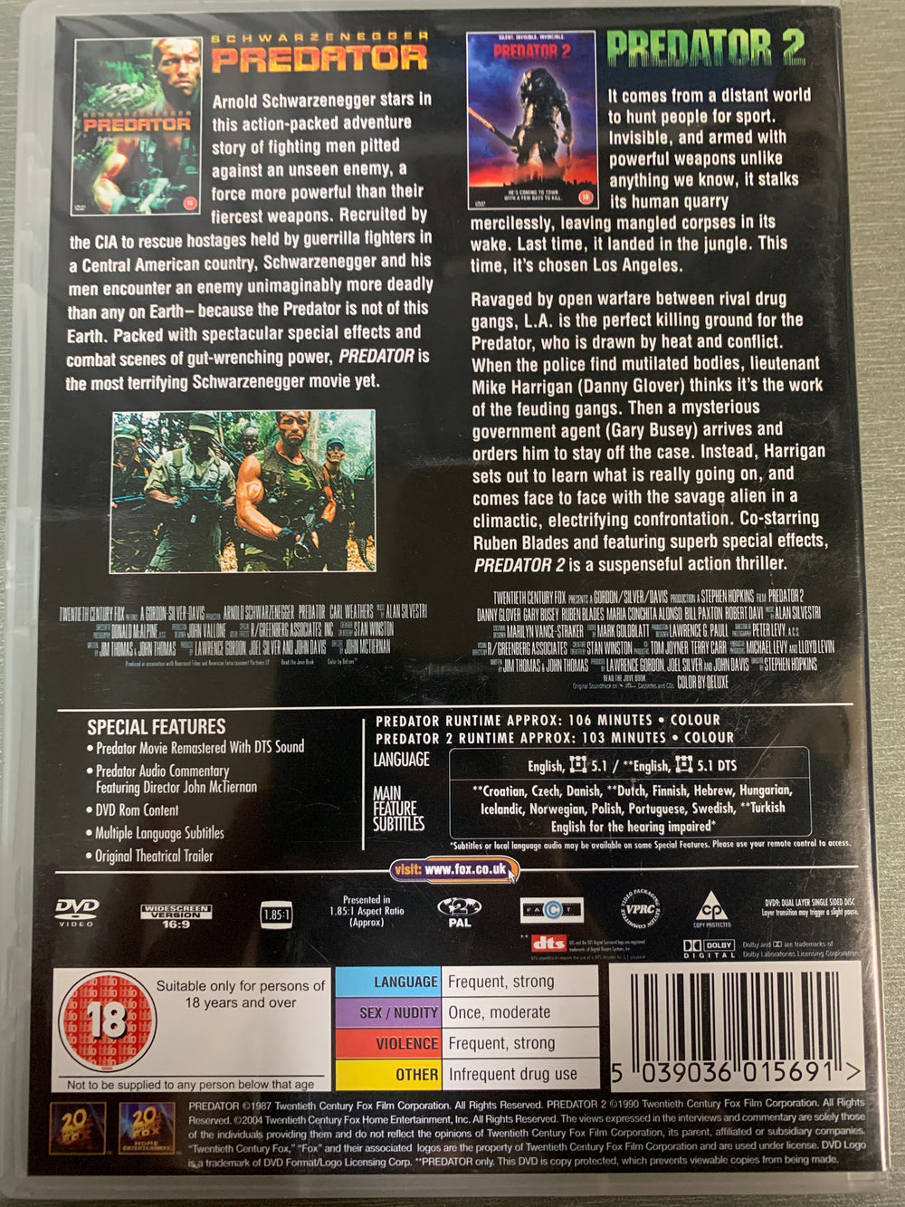 Predator / Predator 2 (1987 / 1990). DVD.