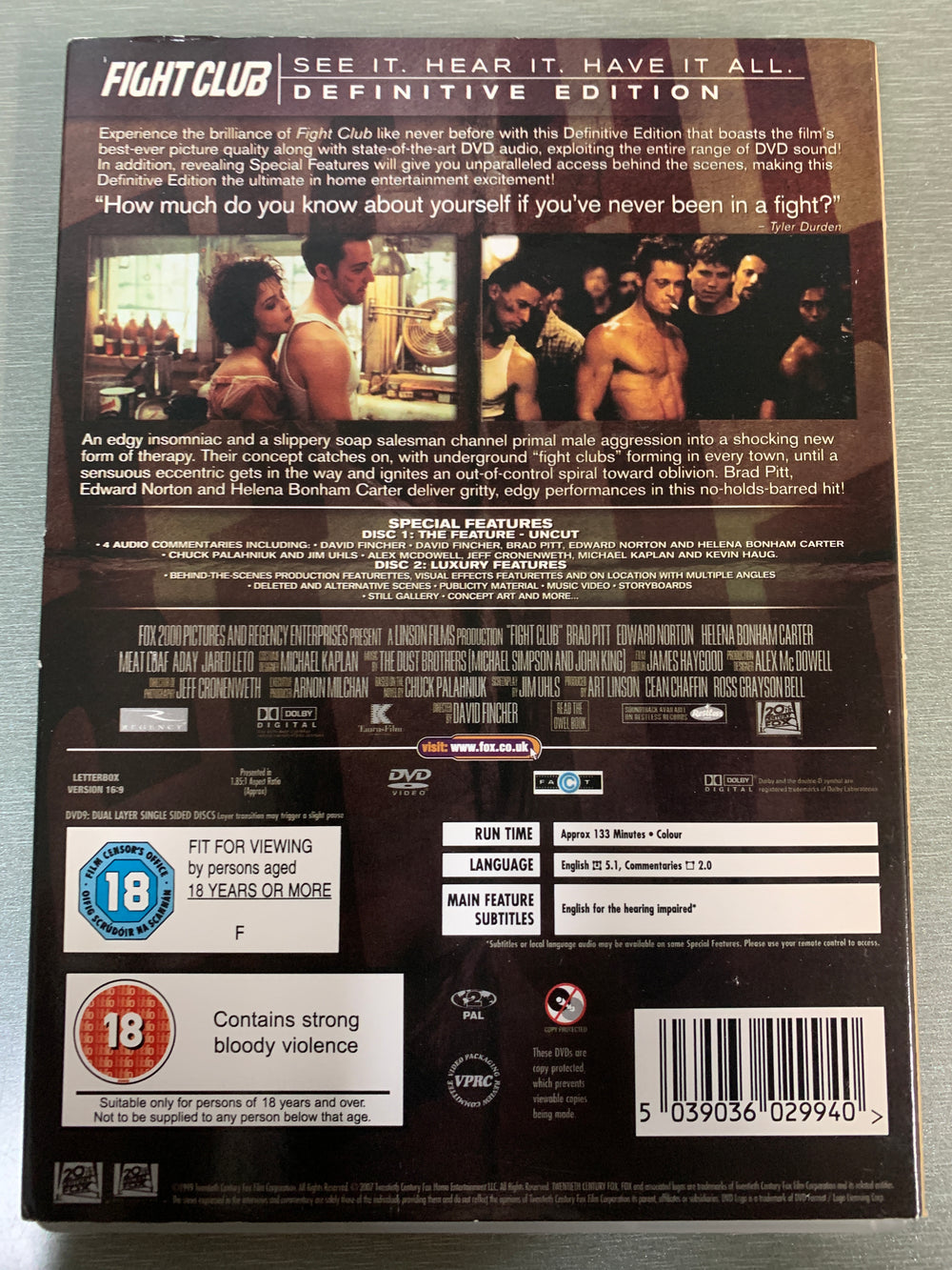 Fight Club (1999). DVD.