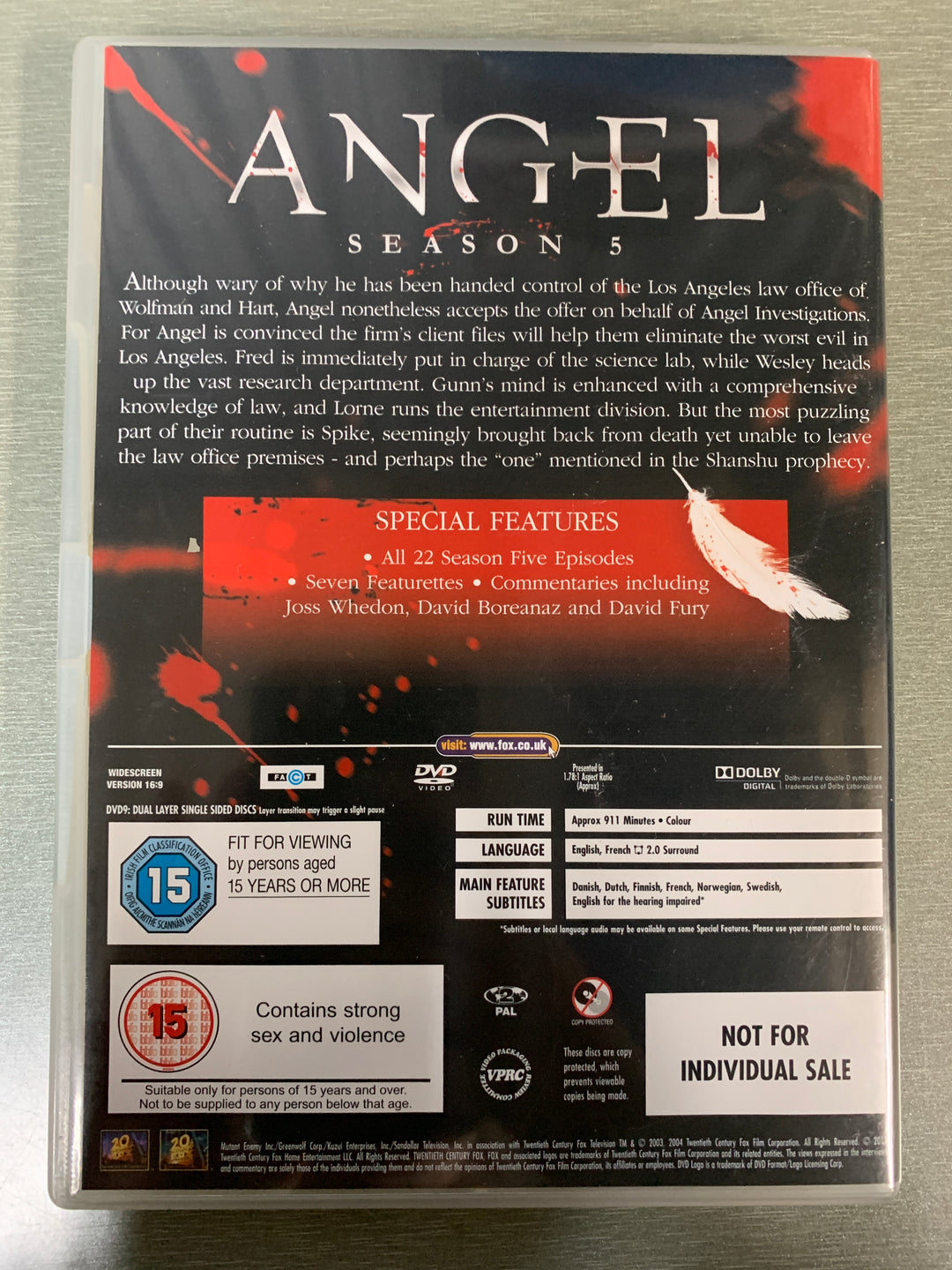 Angel - Season 5 (2003). DVD.