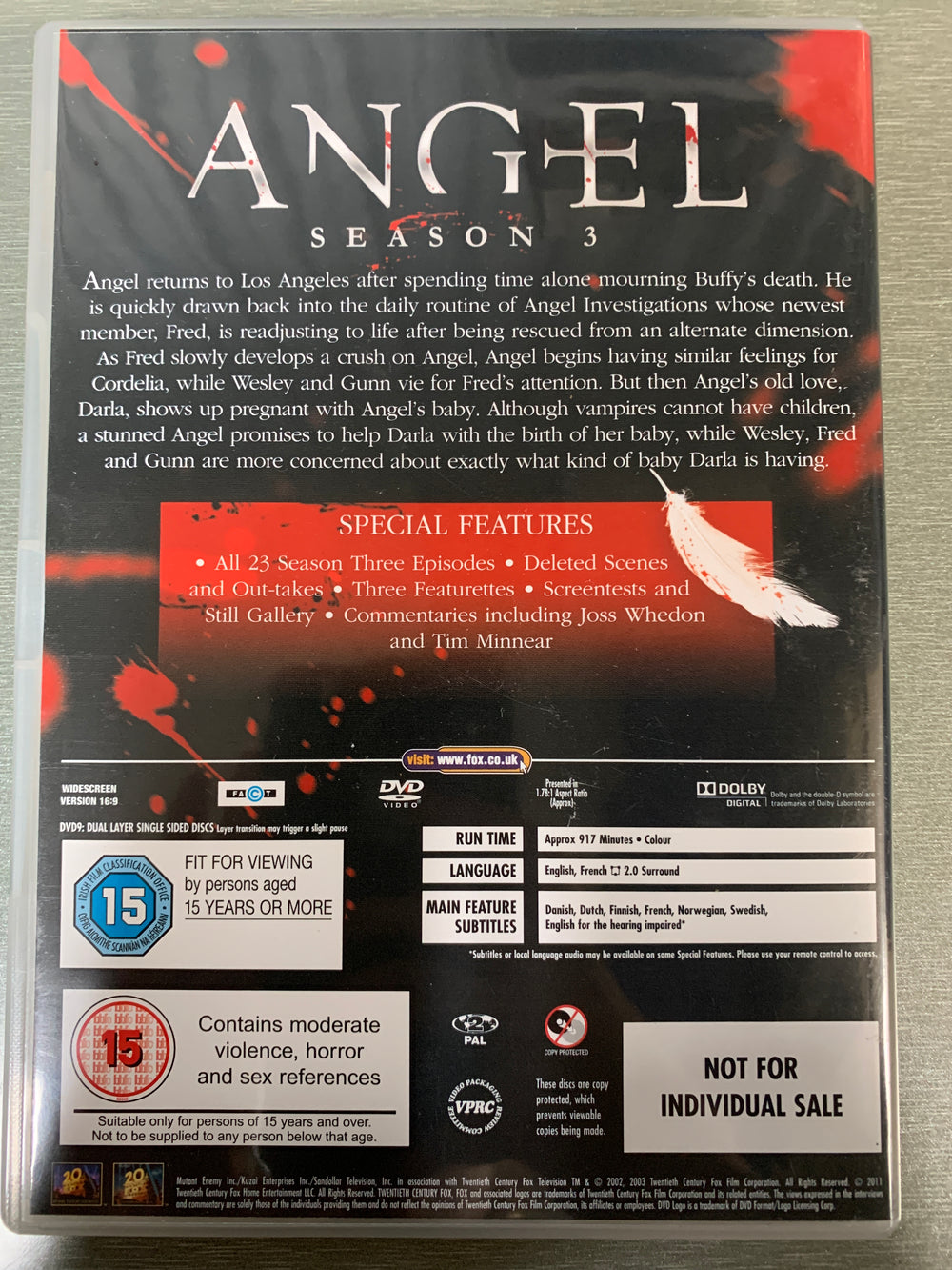 Angel - Season 3 (2001). DVD.