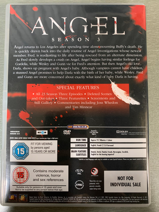 Angel - Season 3 (2001). DVD.