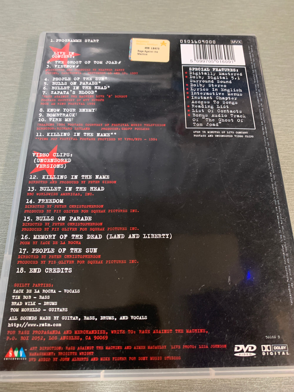 Rage Against the Machine: The Videos (1997). DVD.