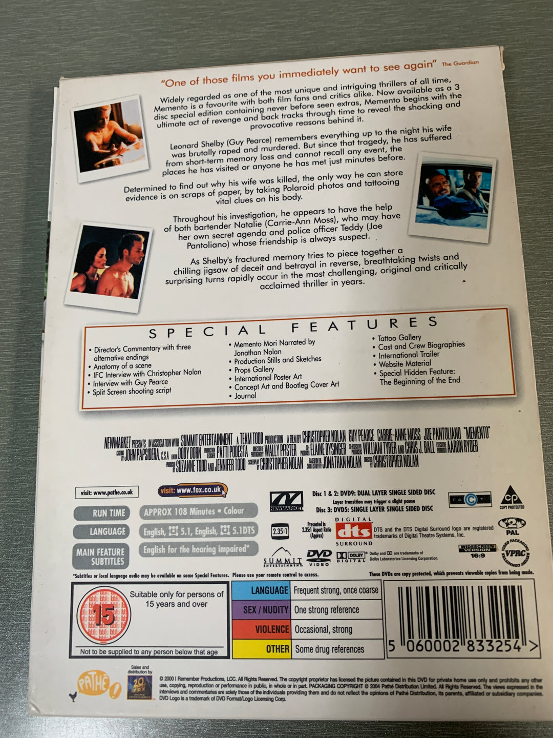 Memento (2000). DVD.