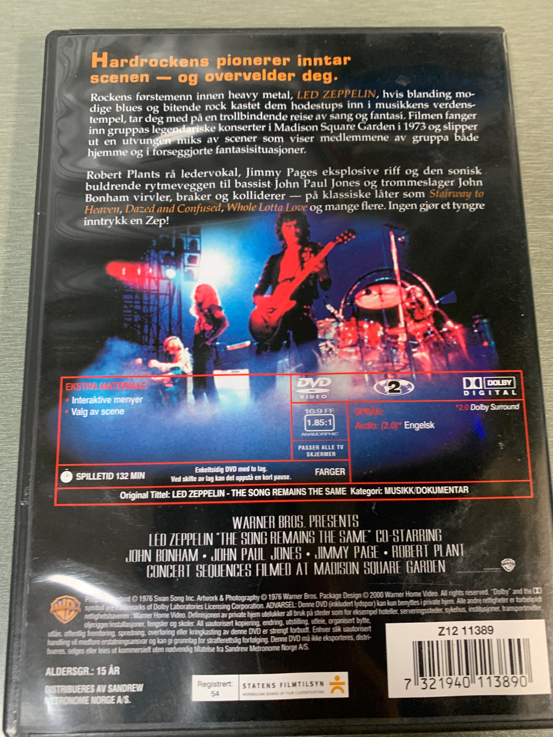 Led Zeppelin: The Song Remains the Same (1976). DVD.
