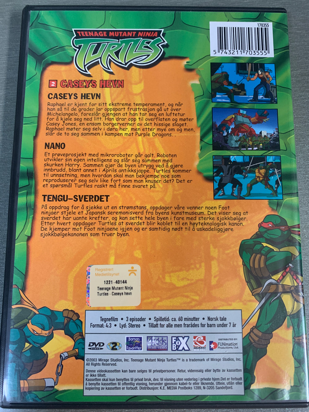 Teenage Mutant Ninja Turtles: Caseys Hevn (2003). DVD.
