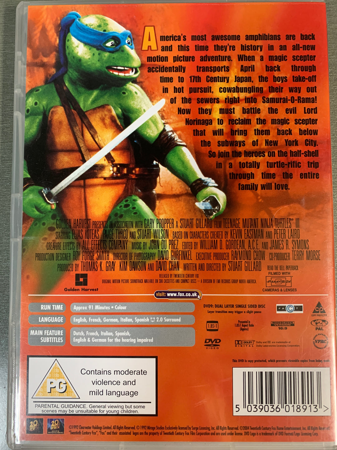 Teenage Mutant Ninja Turtles III (1993). DVD.