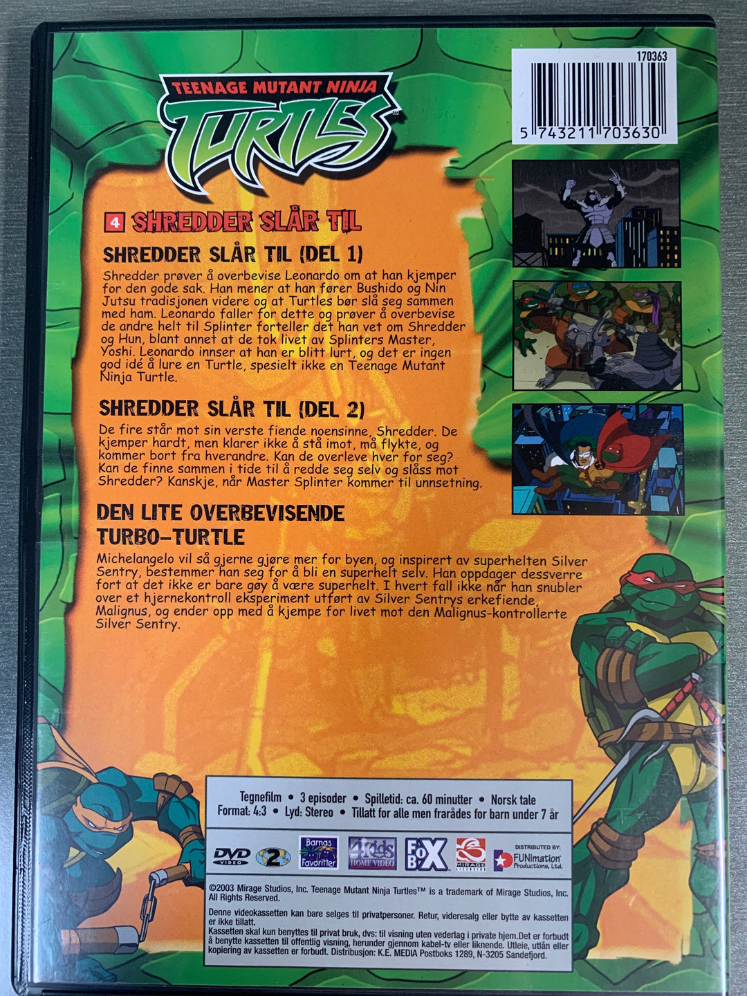 Teenage Mutant Ninja Turtles: Shredder Slår Til (2003). DVD.