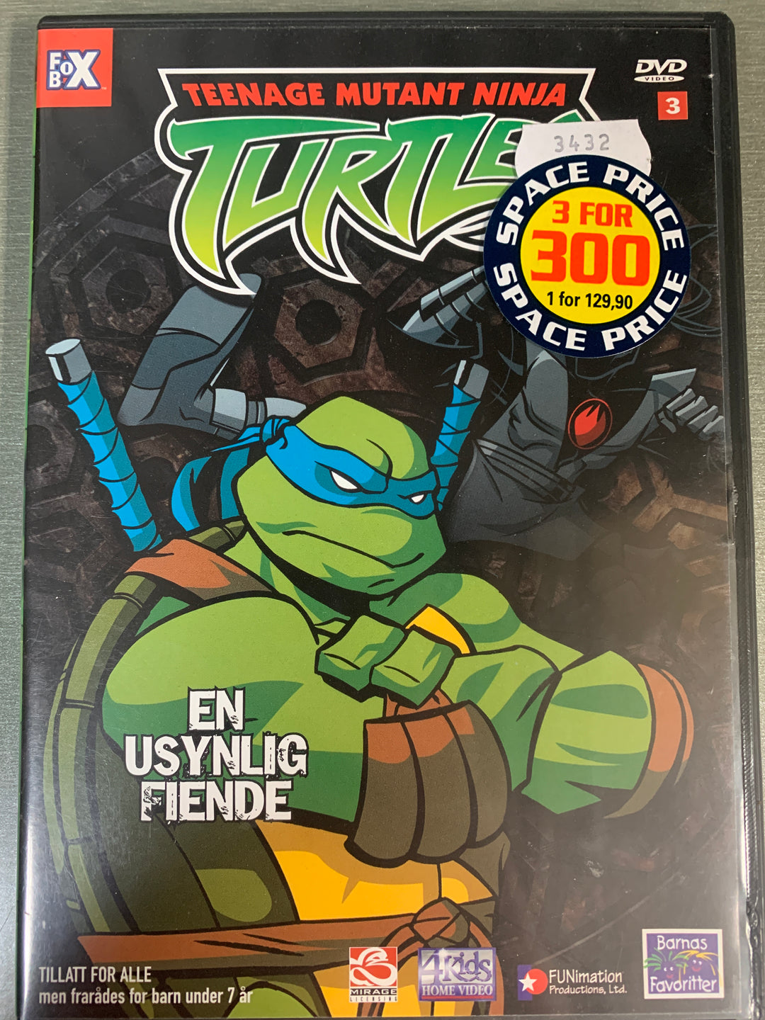 Teenage Mutant Ninja Turtles: En Usynlig Fiende (2003). DVD.