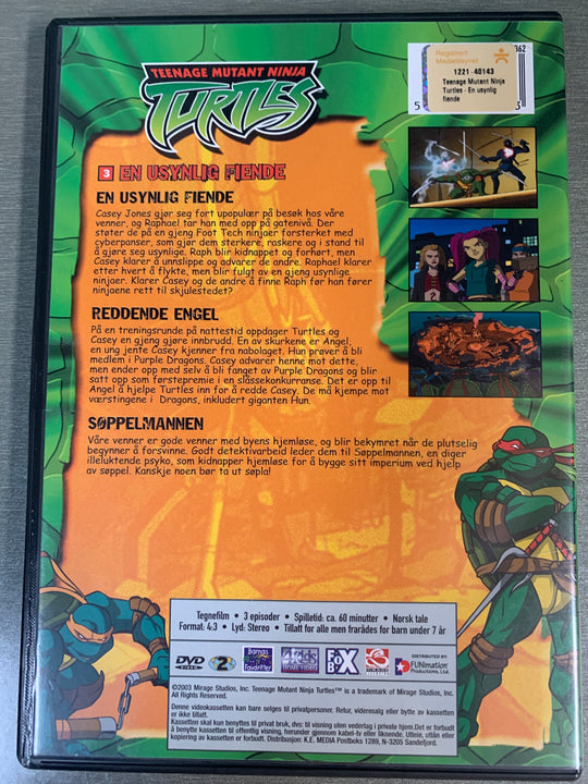 Teenage Mutant Ninja Turtles: En Usynlig Fiende (2003). DVD.
