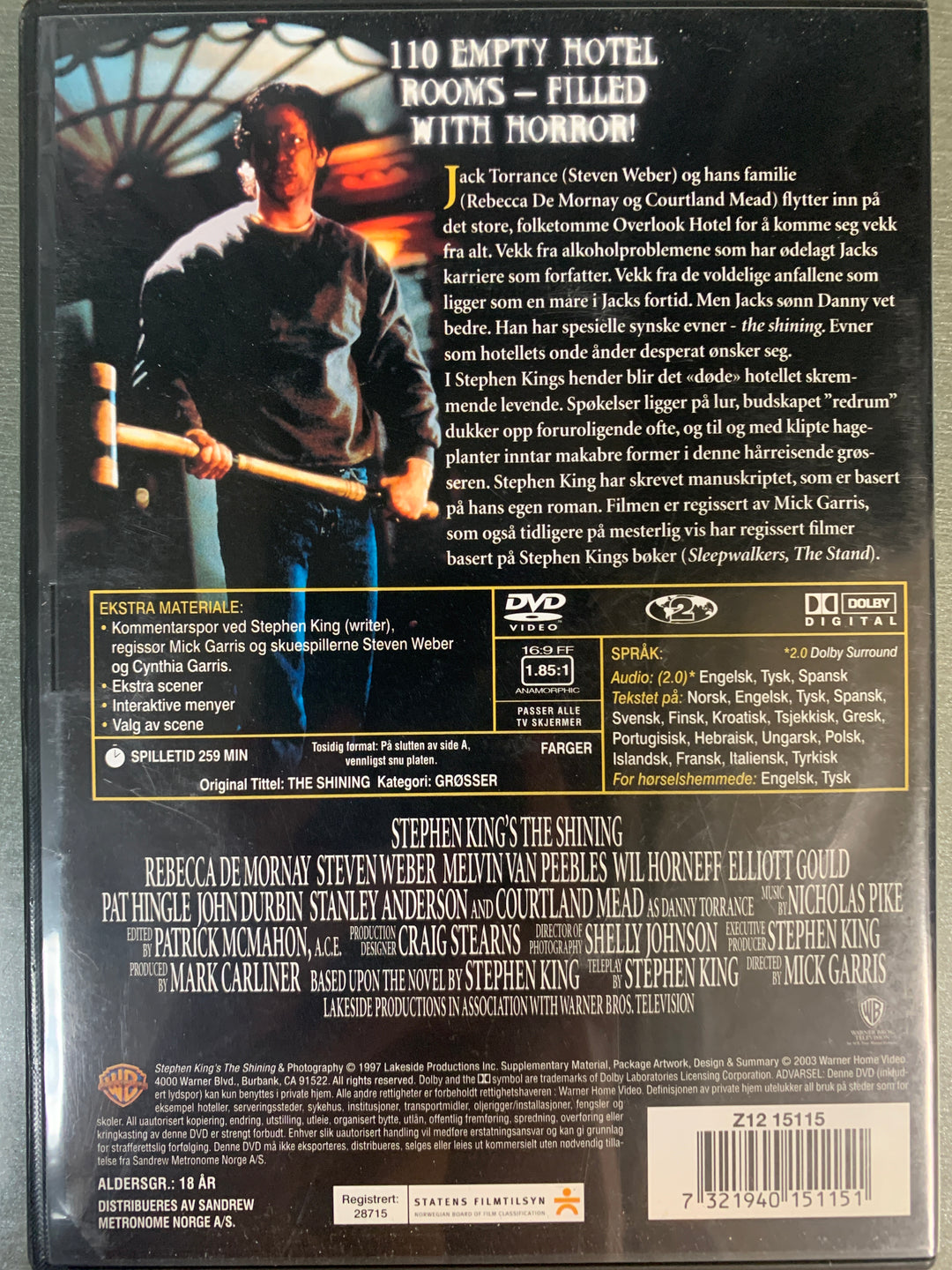 Stephen King's The Shining (1997). DVD.