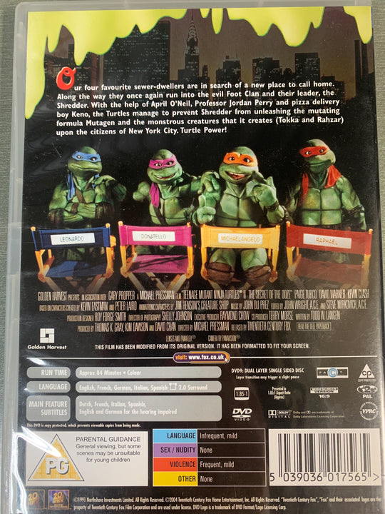 Teenage Mutant Ninja Turtles II: The Secret of the Ooze (1991). DVD.