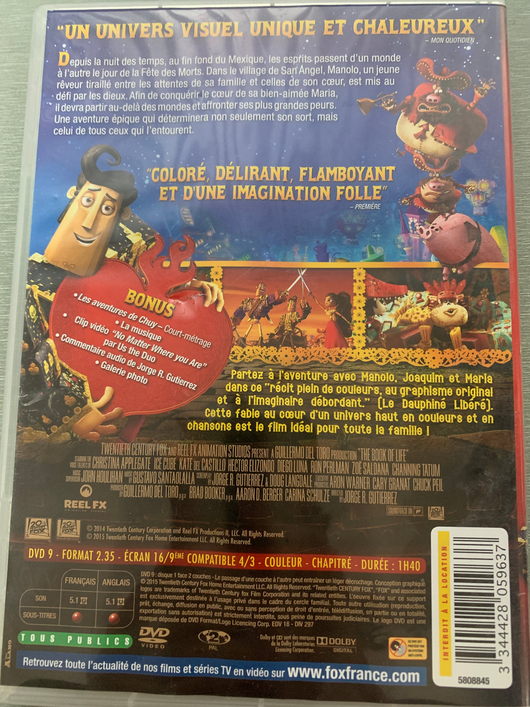 La Légende de Manolo / Book of Life (2014). DVD.