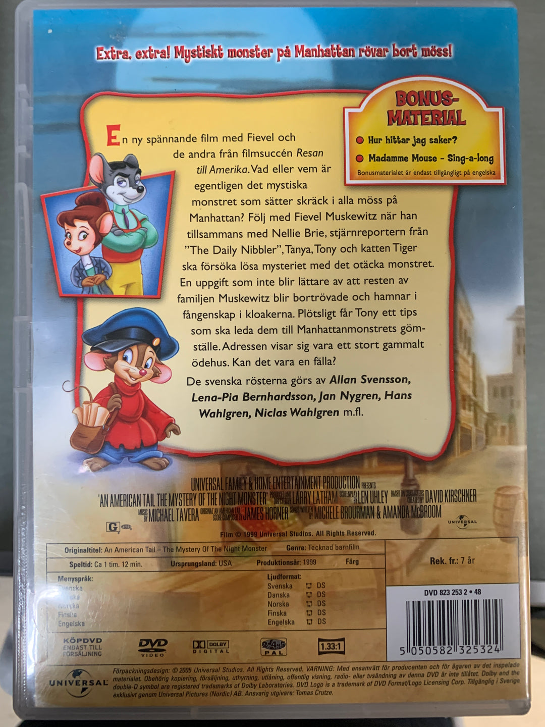 Fievel – Mysteriet med nattmonsteret (1999). DVD.