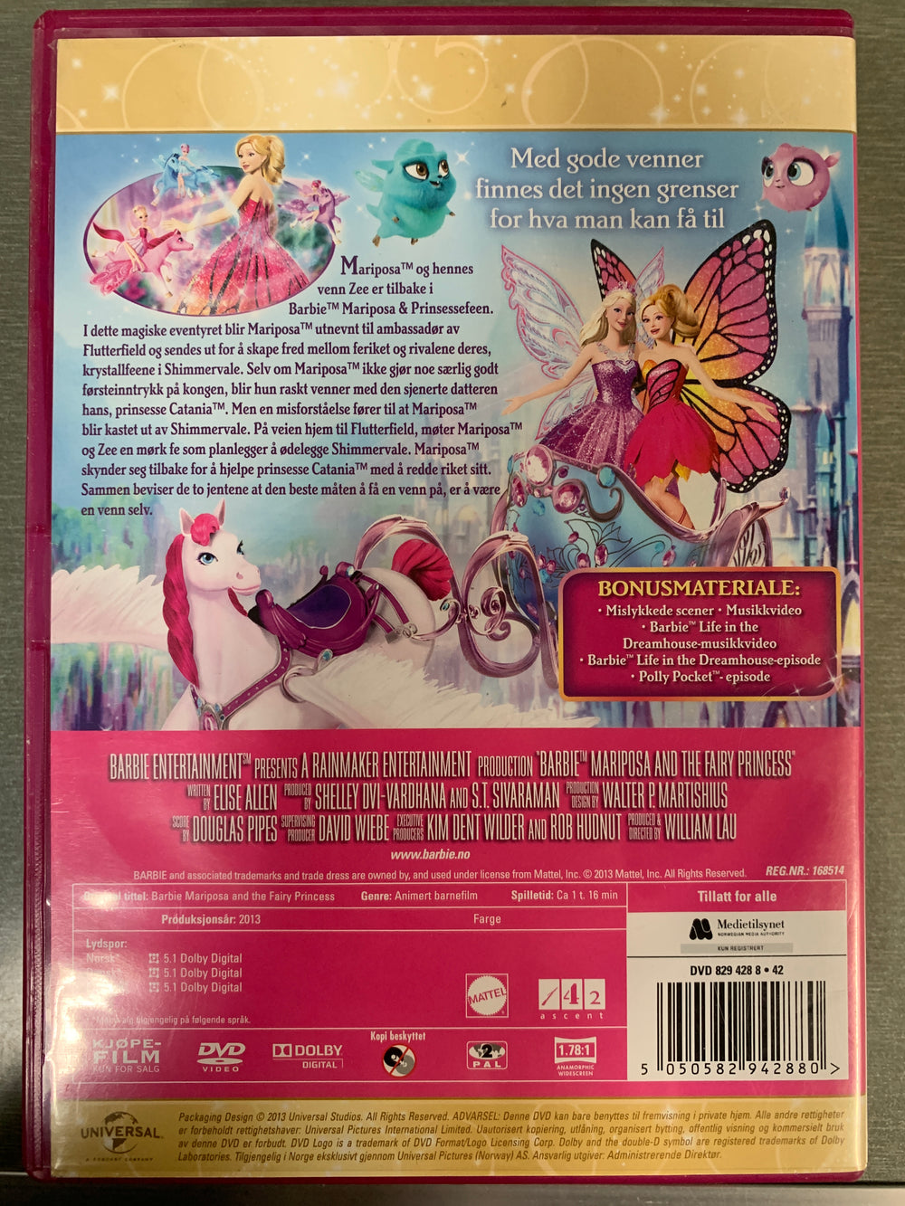 Barbie Mariposa og prinsessefeen (2013). DVD.