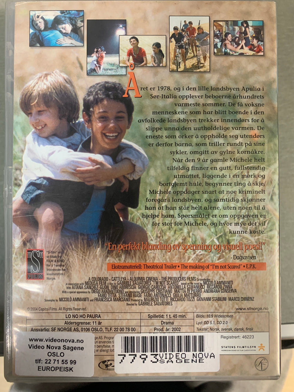 Jeg er ikke redd (2003). DVD.