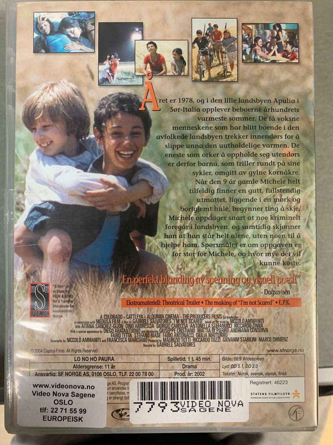 Jeg er ikke redd (2003). DVD.